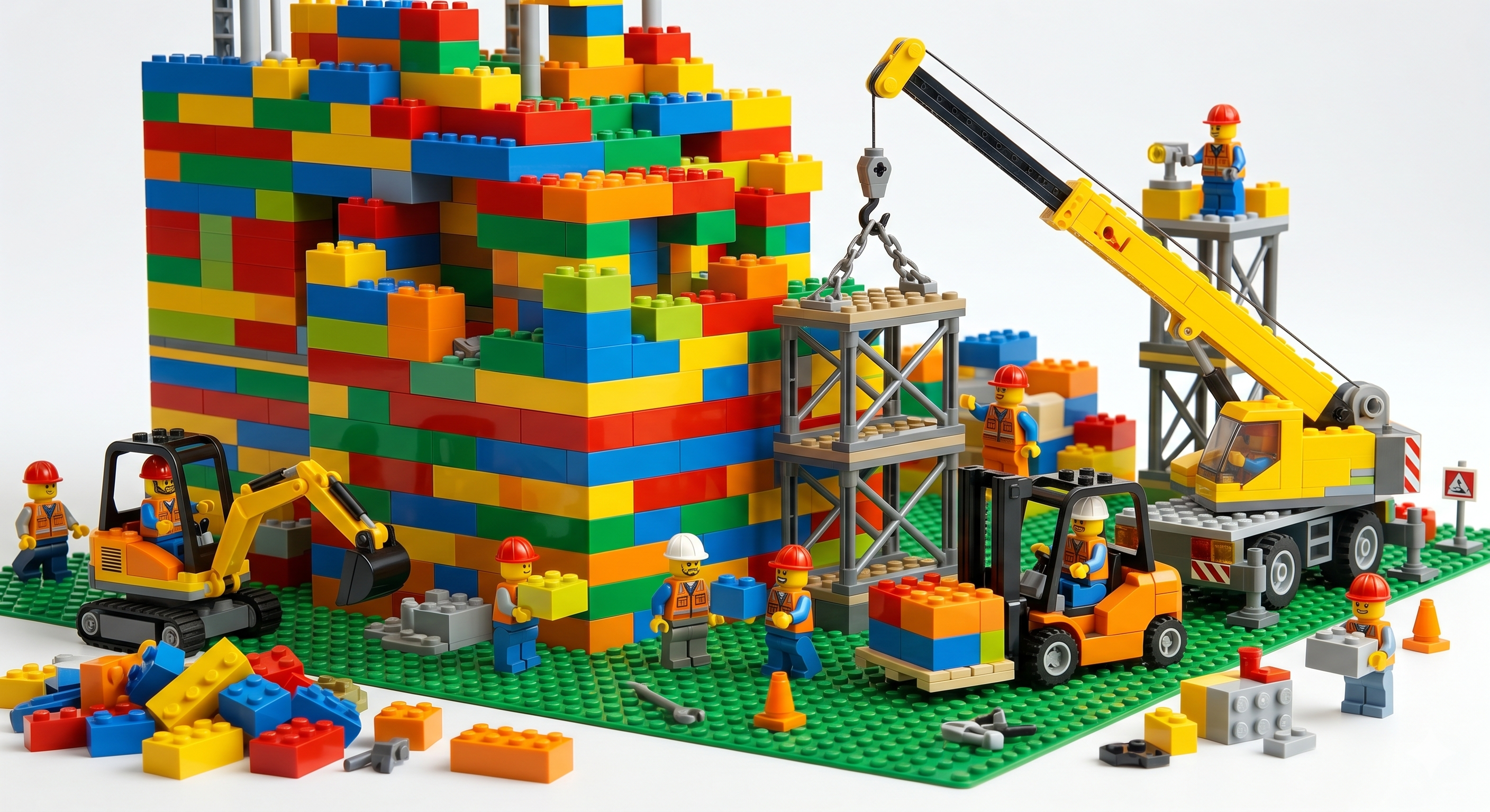 Escena de bloques de Lego en construcción